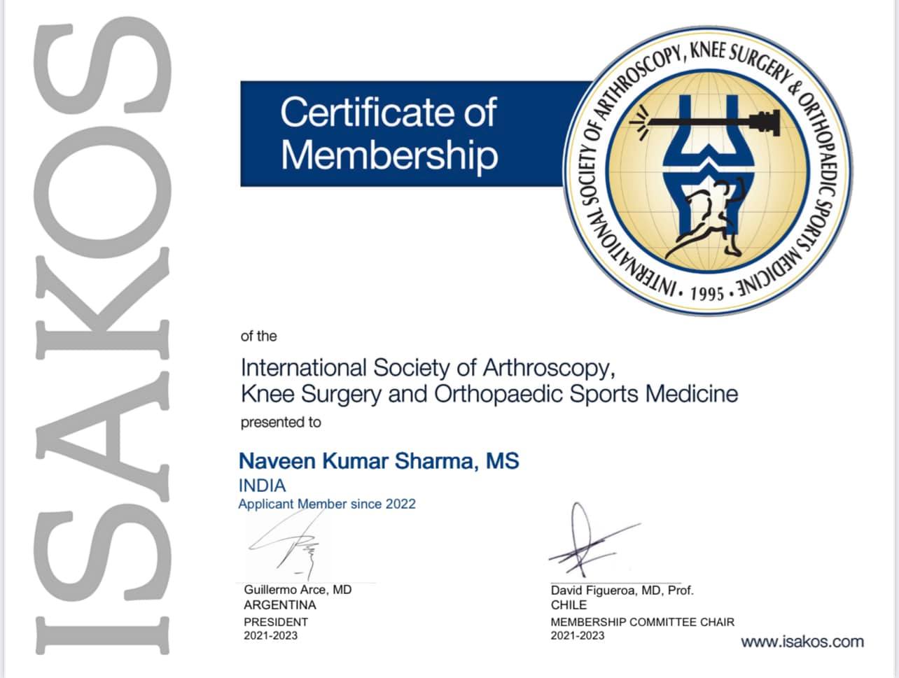 ISAKOS International Society Fellow