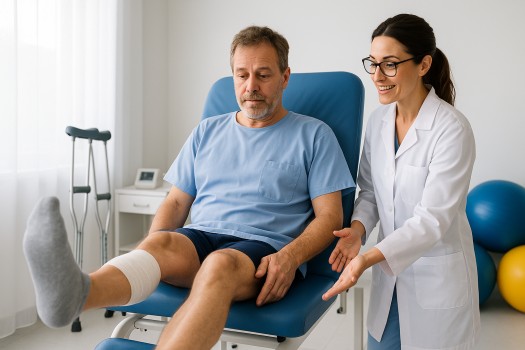 Post-surgery rehabilitation exercises with physiotherapy guidance